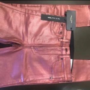 Rag & Bone metallic rusty red ankle skinny jeans